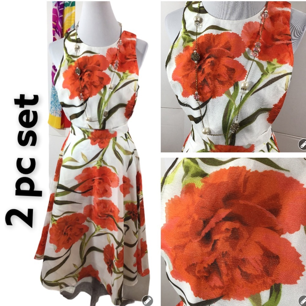 Ark & Co 2pc bright floral skirt set M NWT